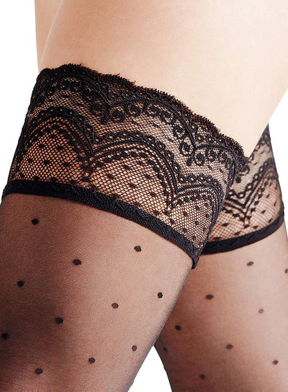Black Falke Dot Stay Up Stocking - Fleur du Mal