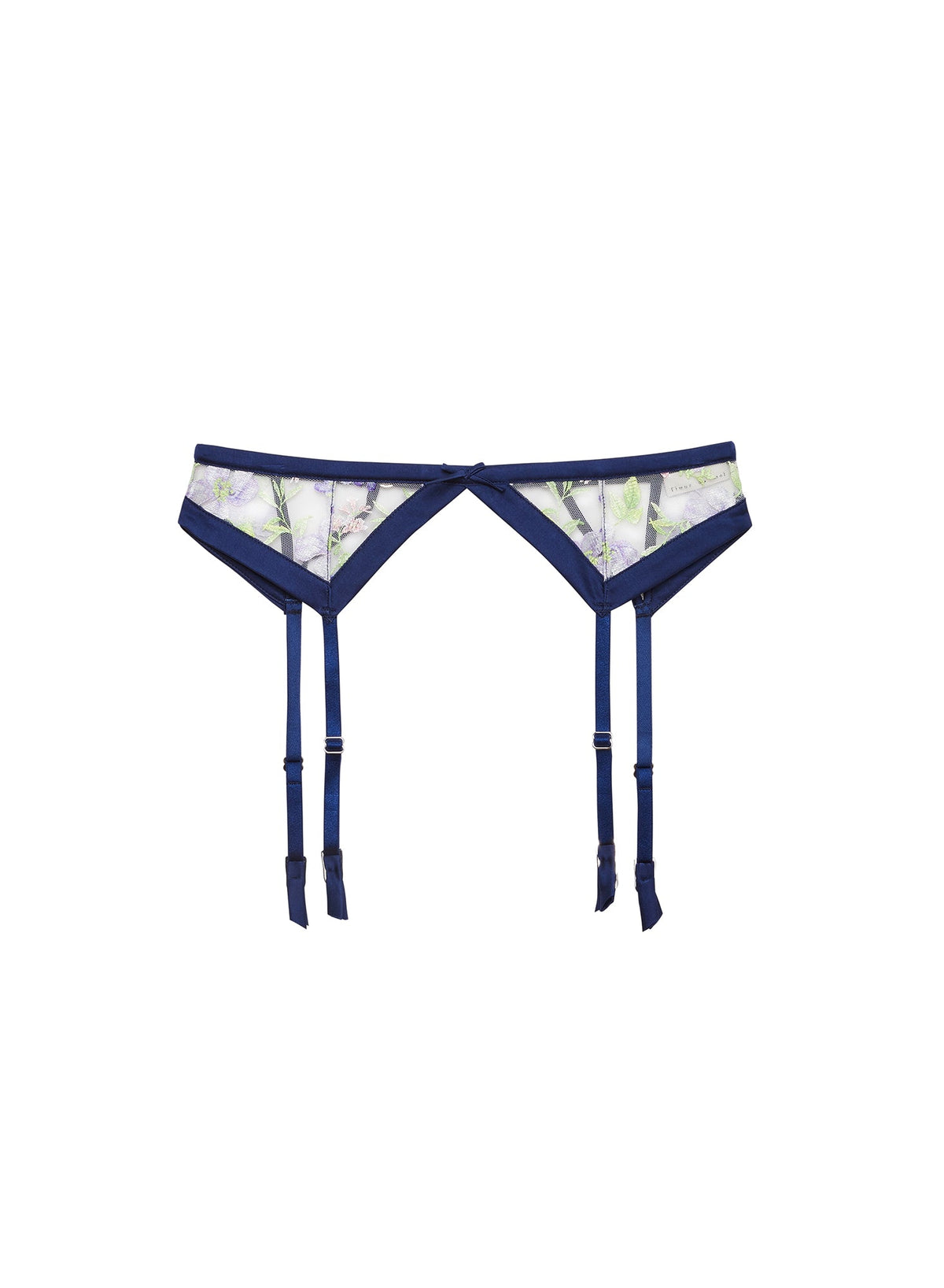 Midnight Navy Elara Embroidery Garter Belt - Fleur du Mal