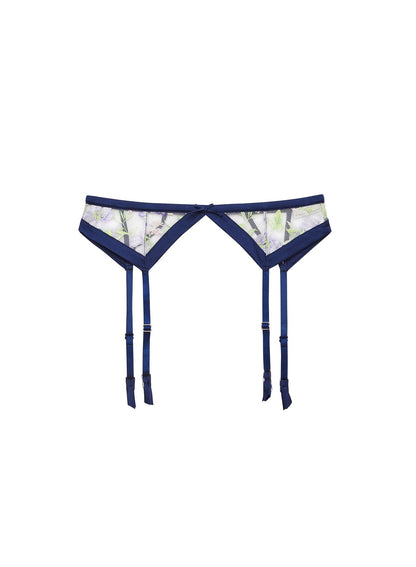 Midnight Navy Elara Embroidery Garter Belt - Fleur du Mal