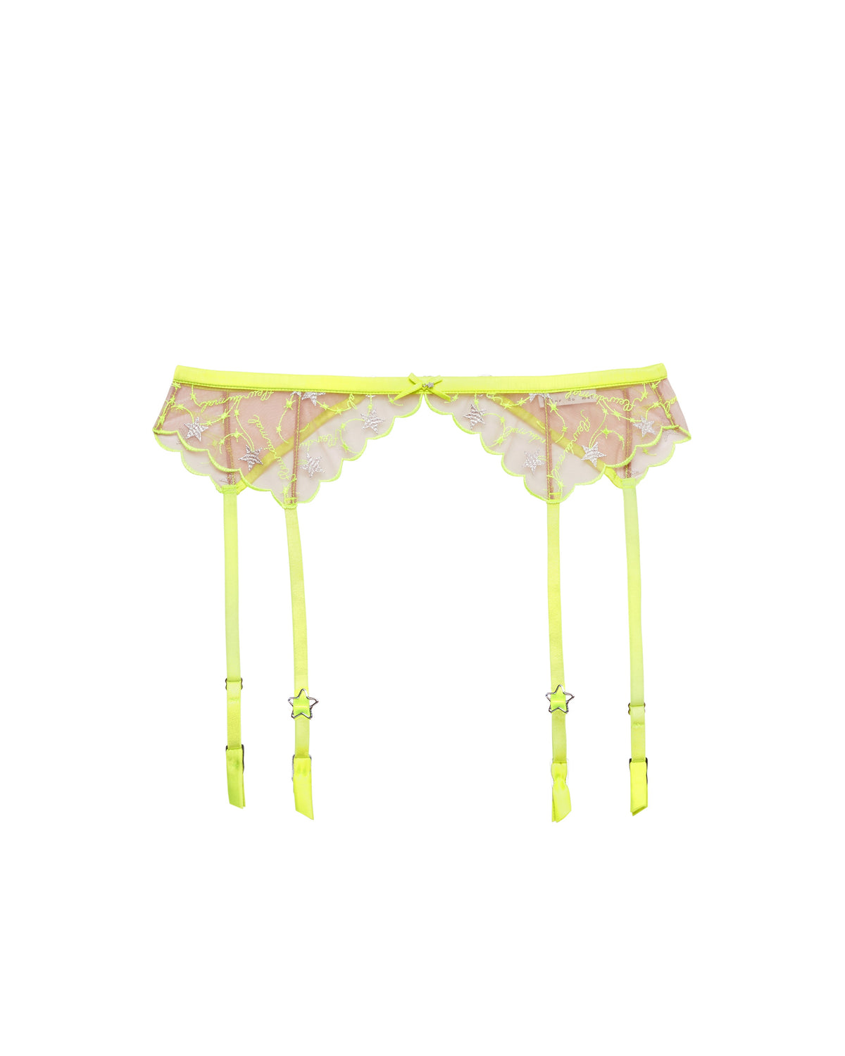 Neon Yellow Étoile Embroidery Garter Belt - Fleur du Mal