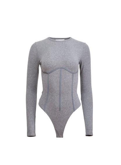 Heather Grey Organic Cotton T-Shirt Bodysuit - Fleur du Mal