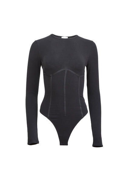 Black Organic Cotton T-Shirt Bodysuit - Fleur du Mal
