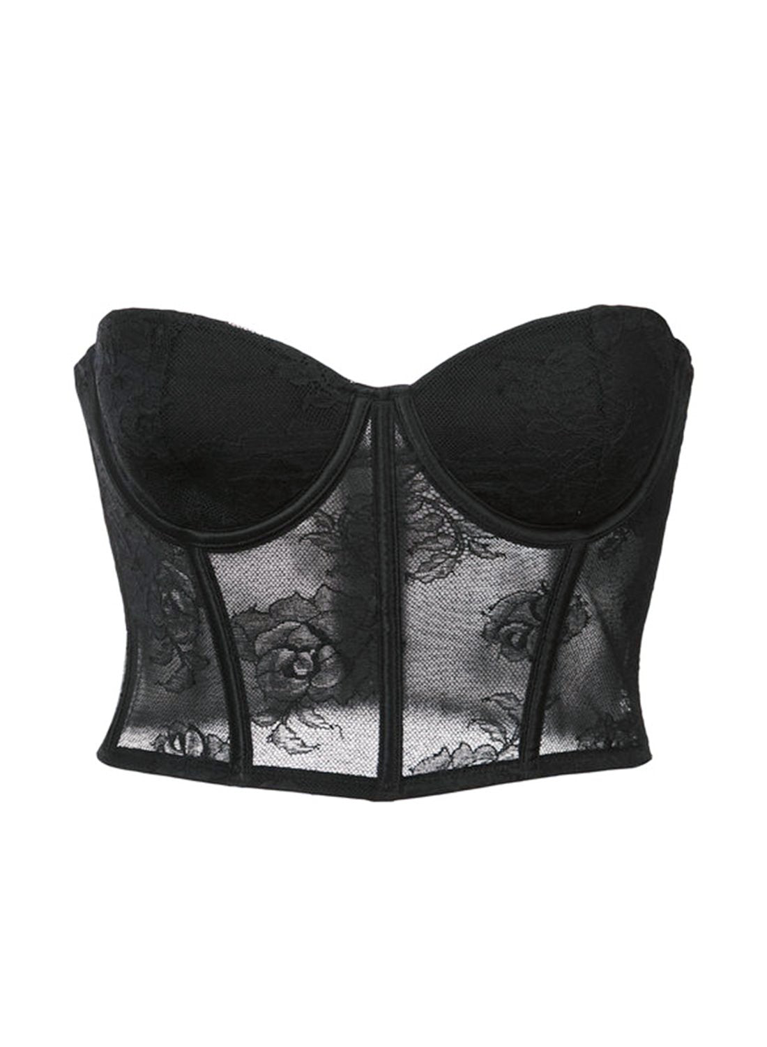 Black Bouquet Lace Bustier Top - Fleur du Mal