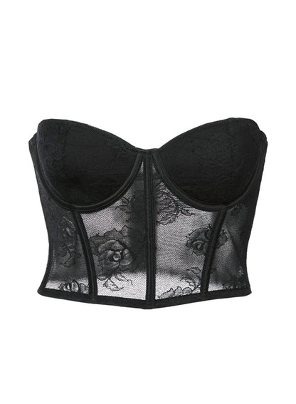 Black Bouquet Lace Bustier Top - Fleur du Mal