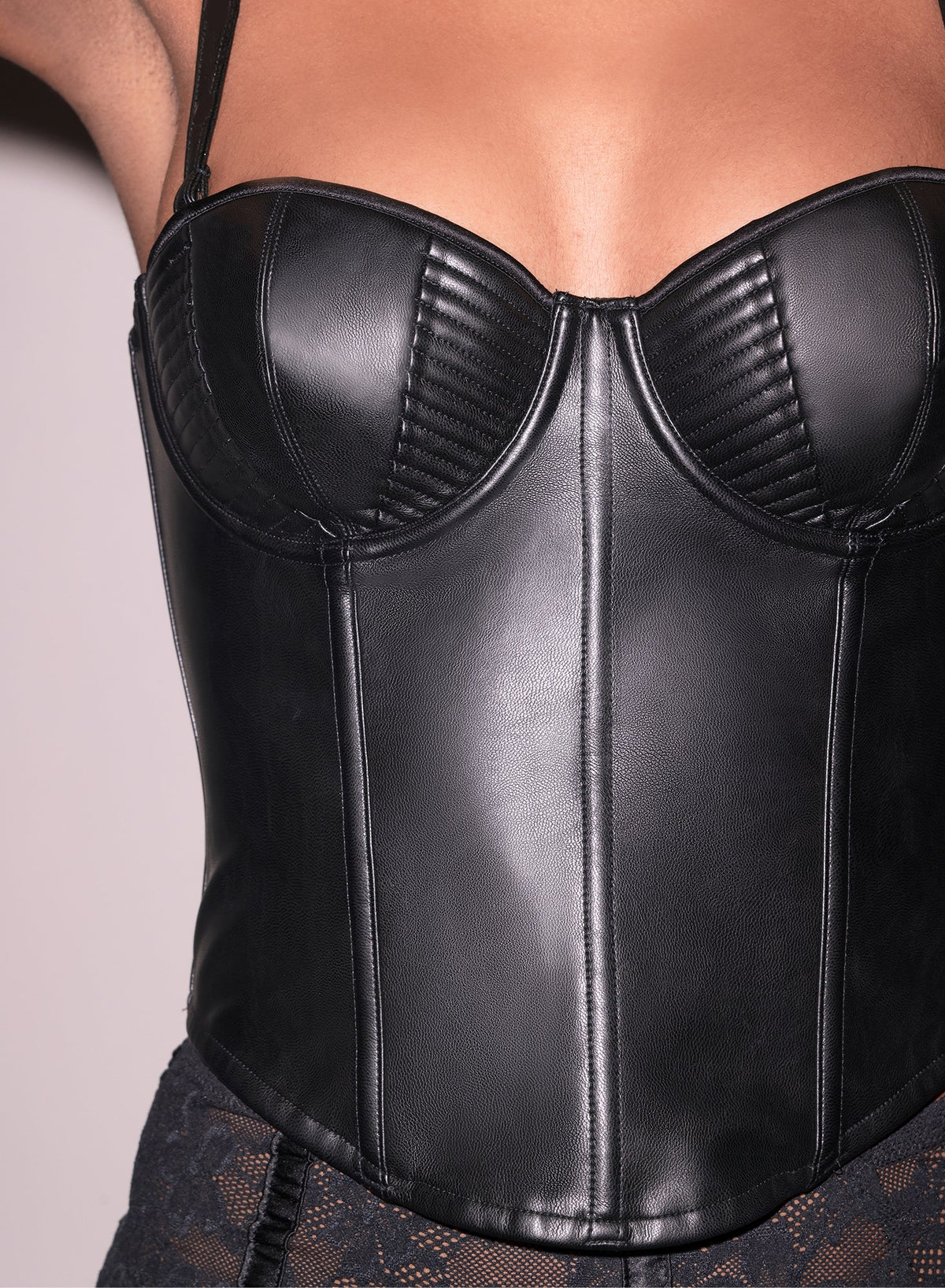 Black Vegan Leather Bustier Top - Fleur du Mal