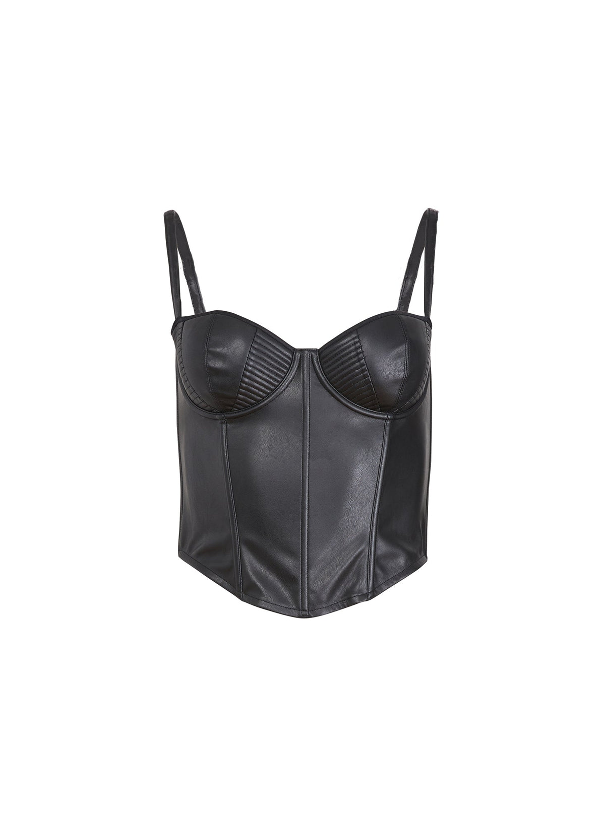Black Vegan Leather Bustier Top - Fleur du Mal