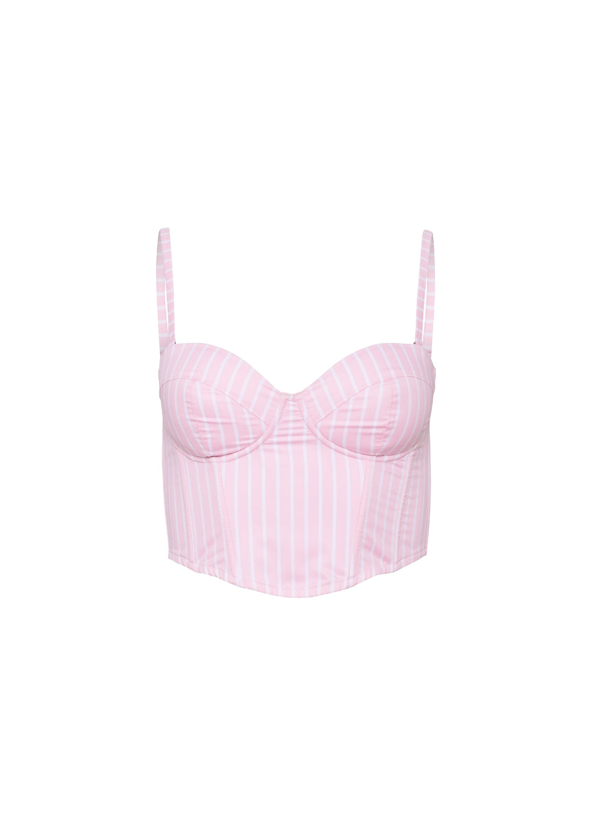 Pink Bubblegum Stripe Hampton Poplin Cropped Bustier - Fleur du Mal