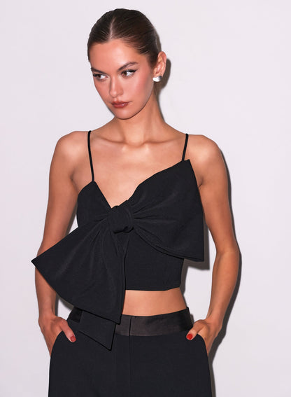 Black Blair Bow Top - Fleur du Mal