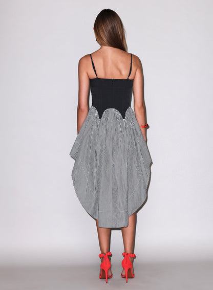 Black Stripe Poplin Corset Dress - Fleur du Mal