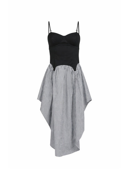 Black Stripe Poplin Corset Dress - Fleur du Mal