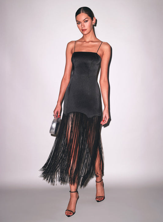 Black Fringe Maxi Dress - Fleur du Mal