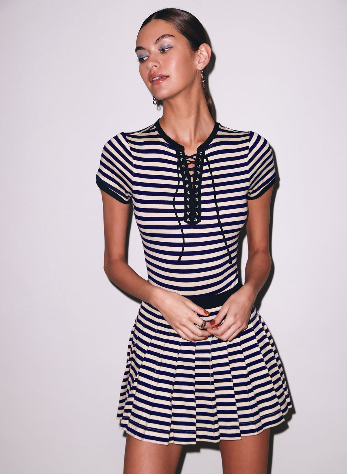 Navy Sand Stripe Ivy Ringer Bodysuit - Fleur du Mal