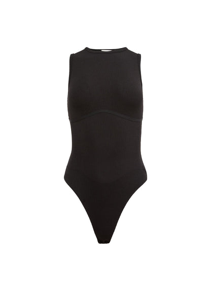 Black Hourglass Rib Bodysuit - Fleur du Mal