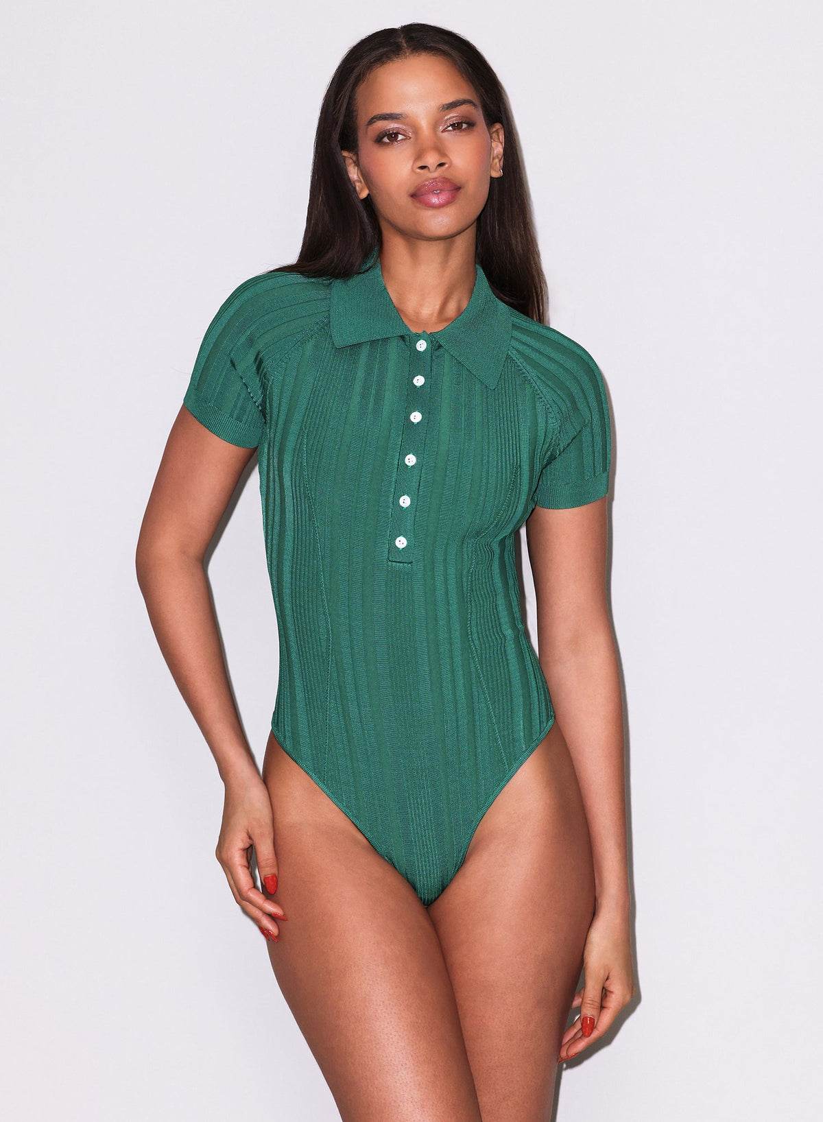 Lucky Green Rib Polo Bodysuit - Fleur du Mal