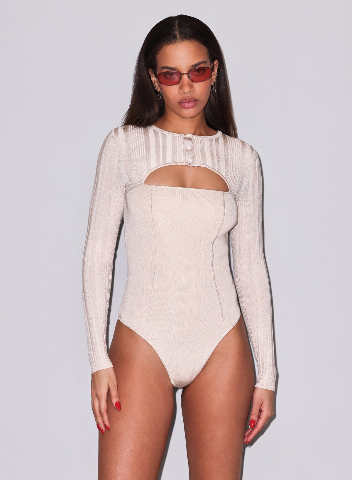Tan Rib Shrug Bodysuit - Fleur du Mal