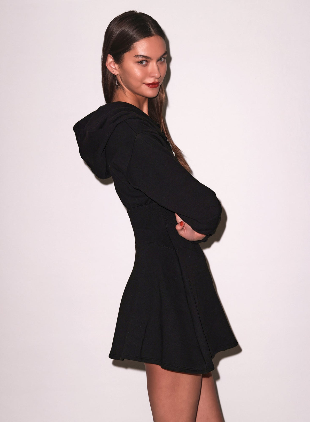 Black Unzip Me Hoodie Dress - Fleur du Mal