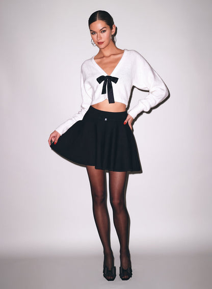 Black Knit Flared Mini Skirt - Fleur du Mal