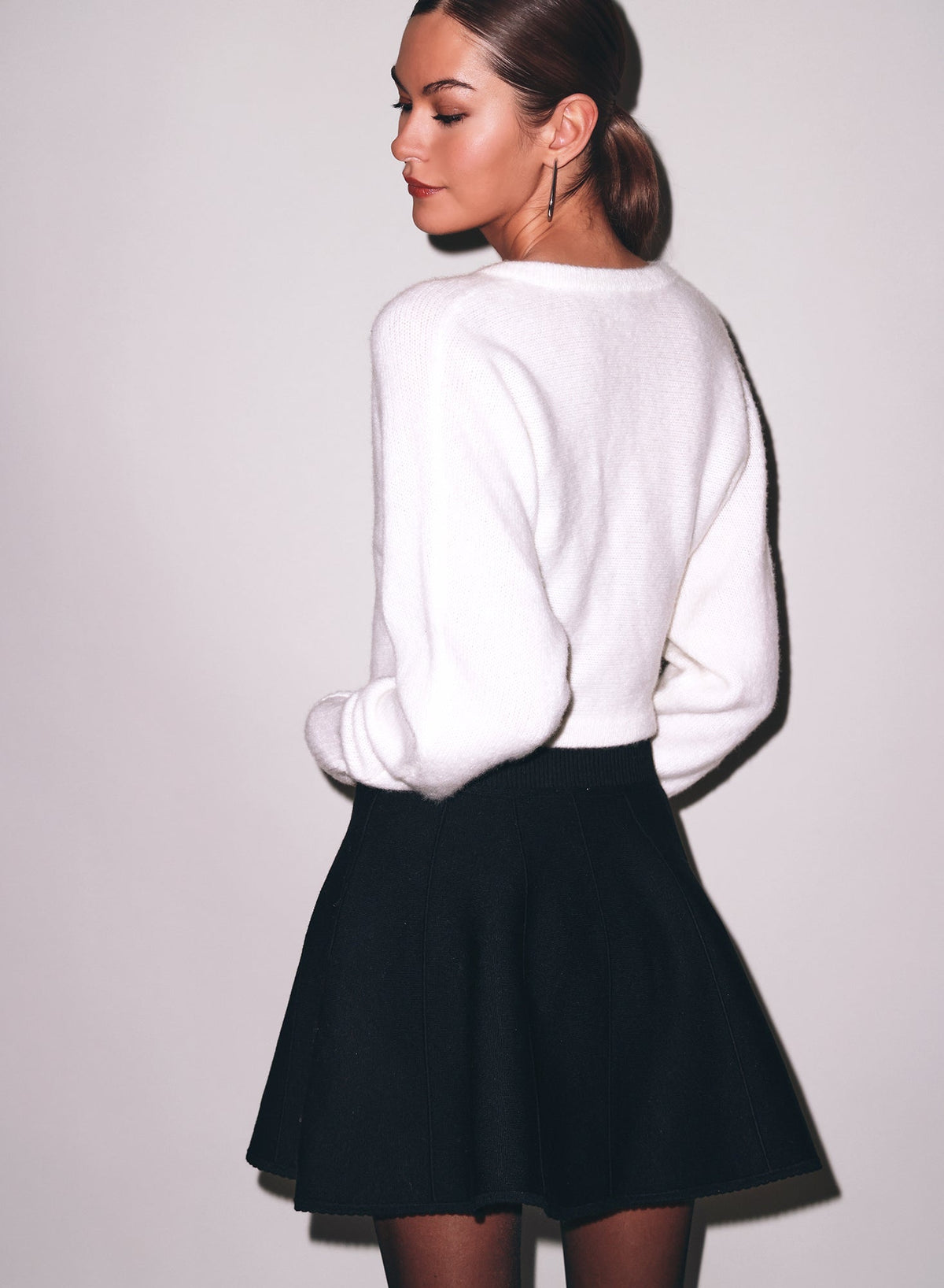 Black Knit Flared Mini Skirt - Fleur du Mal