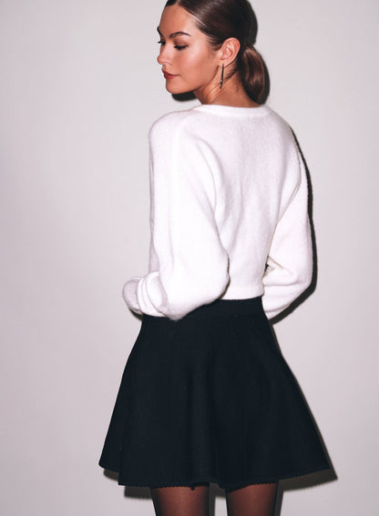 Black Knit Flared Mini Skirt - Fleur du Mal