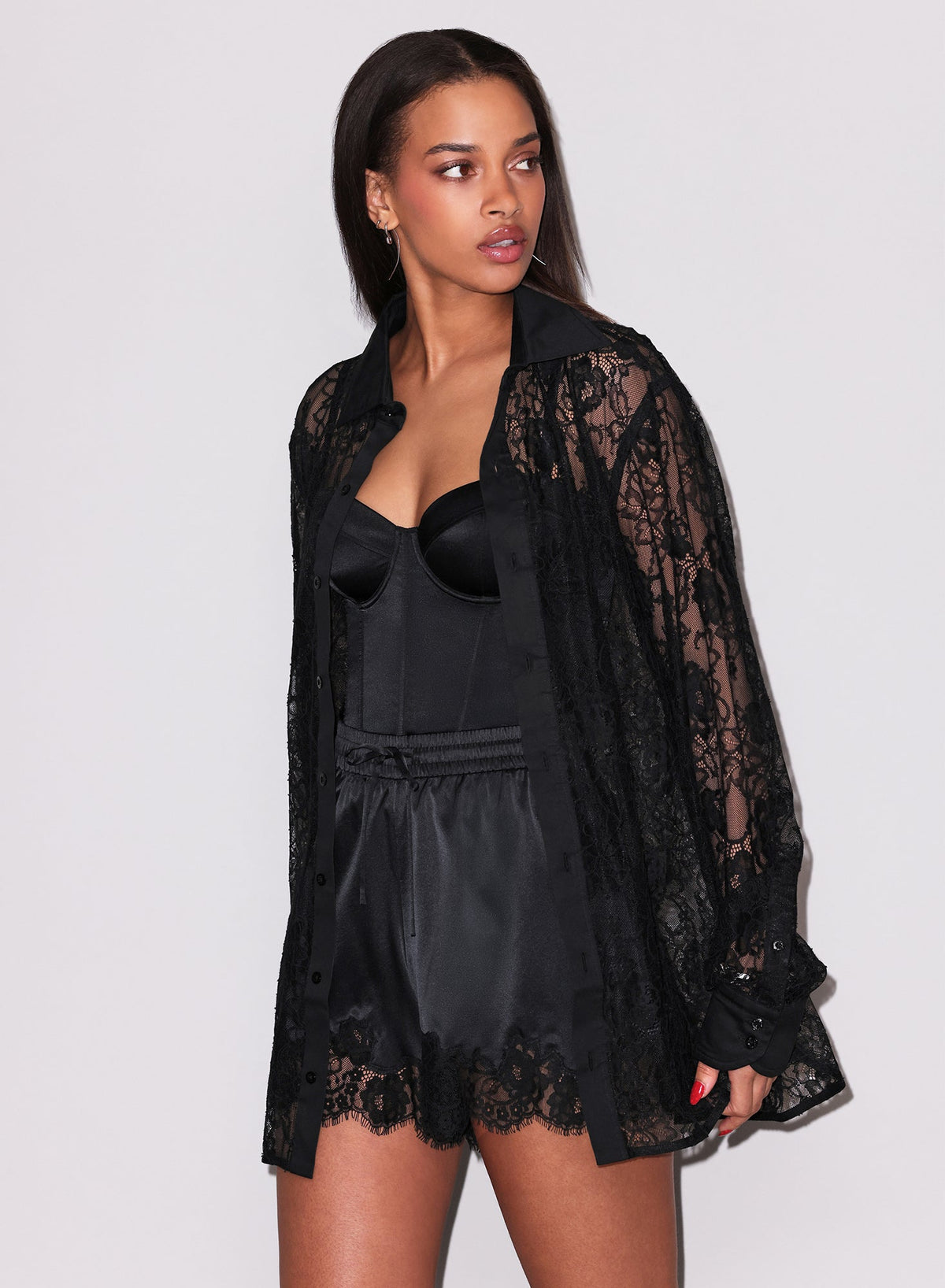 Black Juliet Lace Button Down - Fleur du Mal