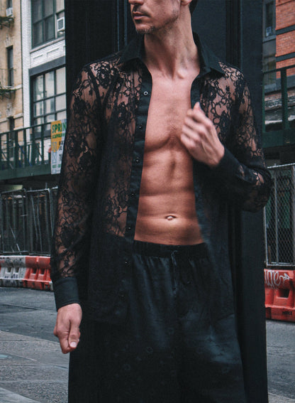 Black Juliet Lace Button Down - Fleur du Mal