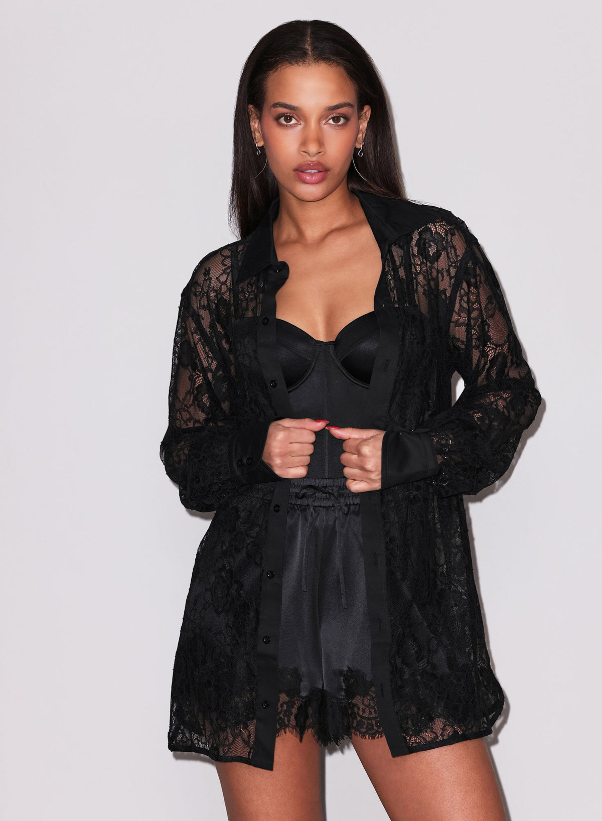 Black Juliet Lace Button Down - Fleur du Mal