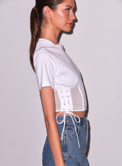 Ivory Sabrina Corset T-Shirt - Fleur du Mal