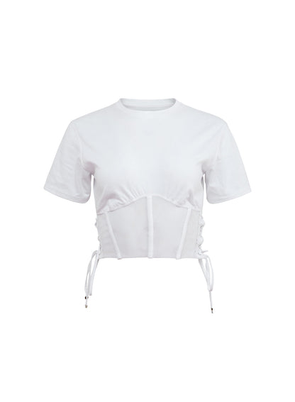 Ivory Sabrina Corset T-Shirt - Fleur du Mal