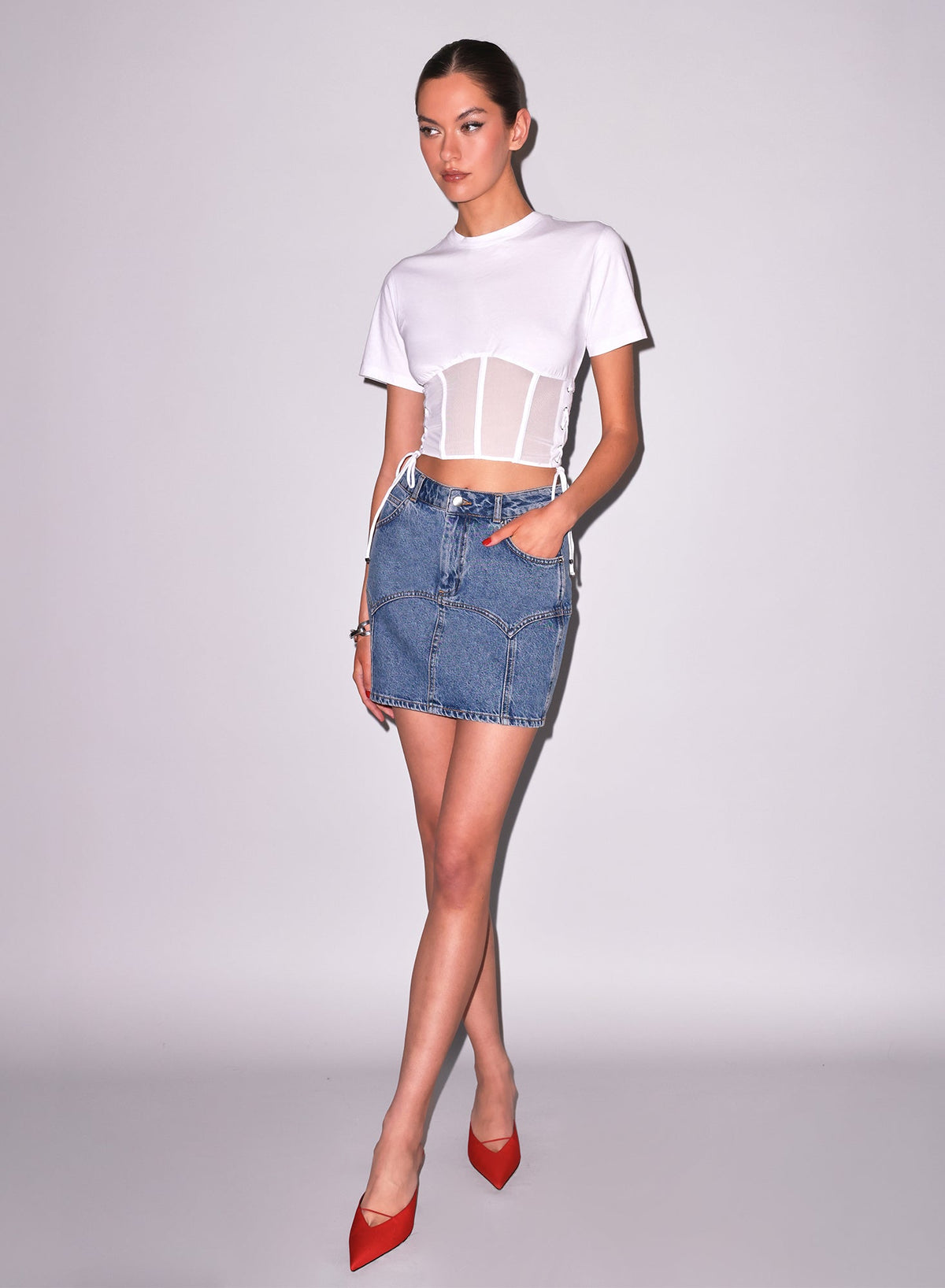 Ivory Sabrina Corset T-Shirt - Fleur du Mal