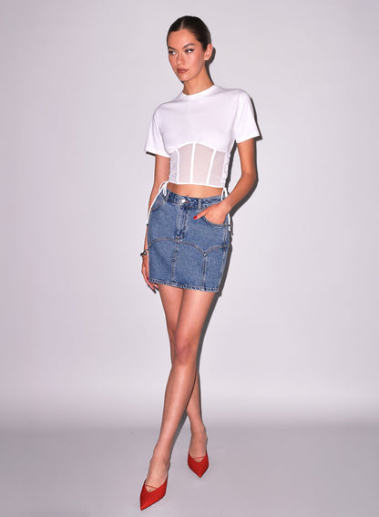 Ivory Sabrina Corset T-Shirt - Fleur du Mal