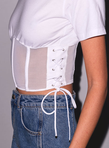 Ivory Sabrina Corset T-Shirt - Fleur du Mal