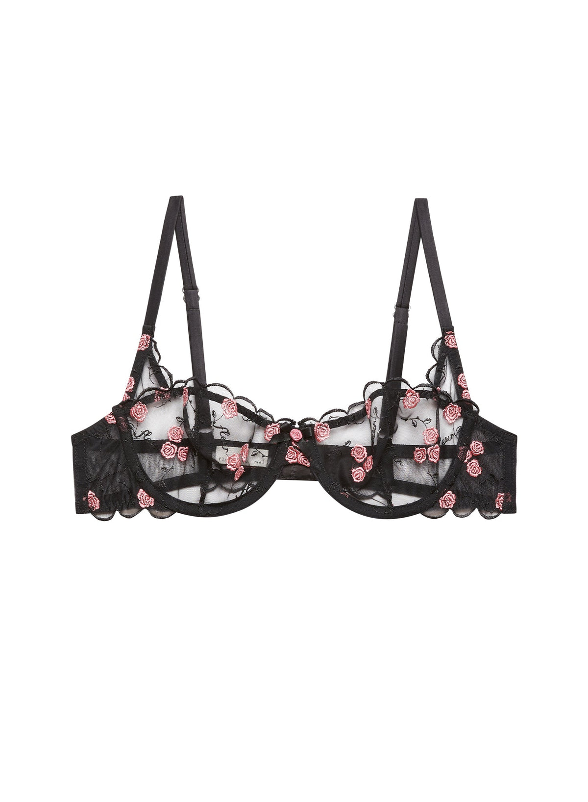 Black Rose & Vine Embroidery Balconette Bra - Fleur du Mal