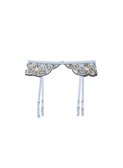Baby Blue Farfalle Embroidery Garter - Fleur du Mal