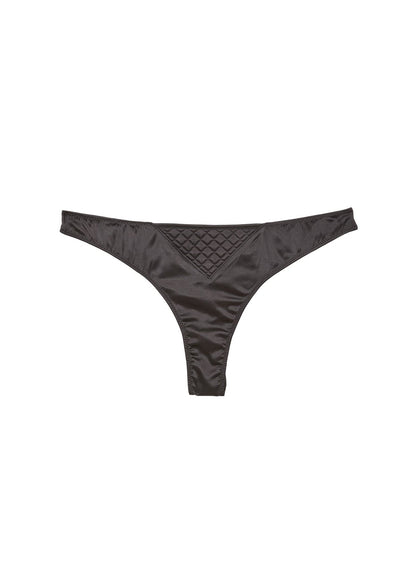 Black Quilted Luxe Thong - Fleur du Mal