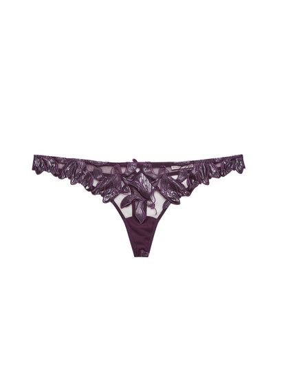 Aubergine Lily Embroidery Hipster Thong - Fleur du Mal