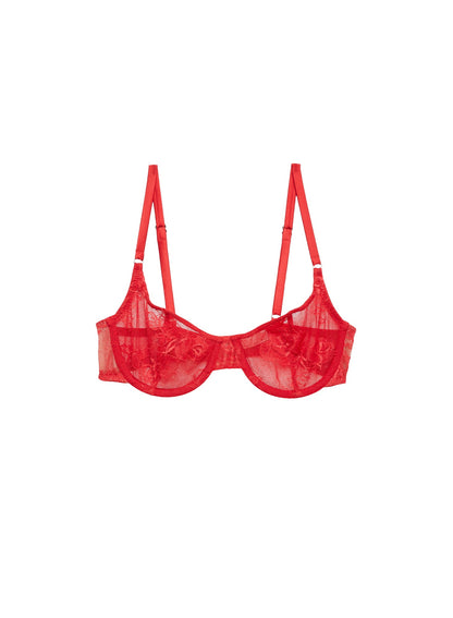 Rouge Bouquet Lace Scooped Balconette Bra - Fleur du Mal