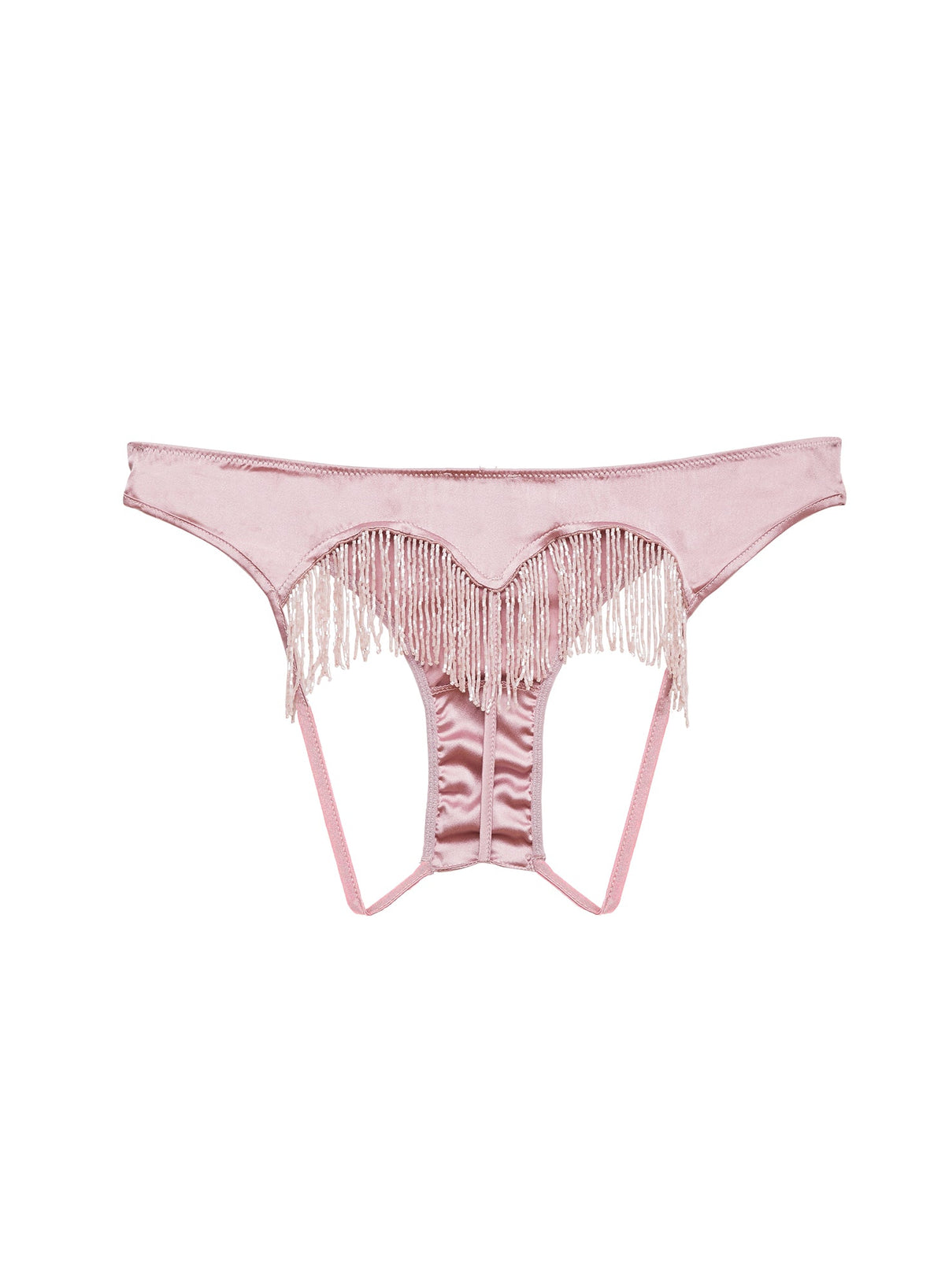 Rosebud Beaded Fringe Ouvert Heart Shaped Panty - Fleur du Mal