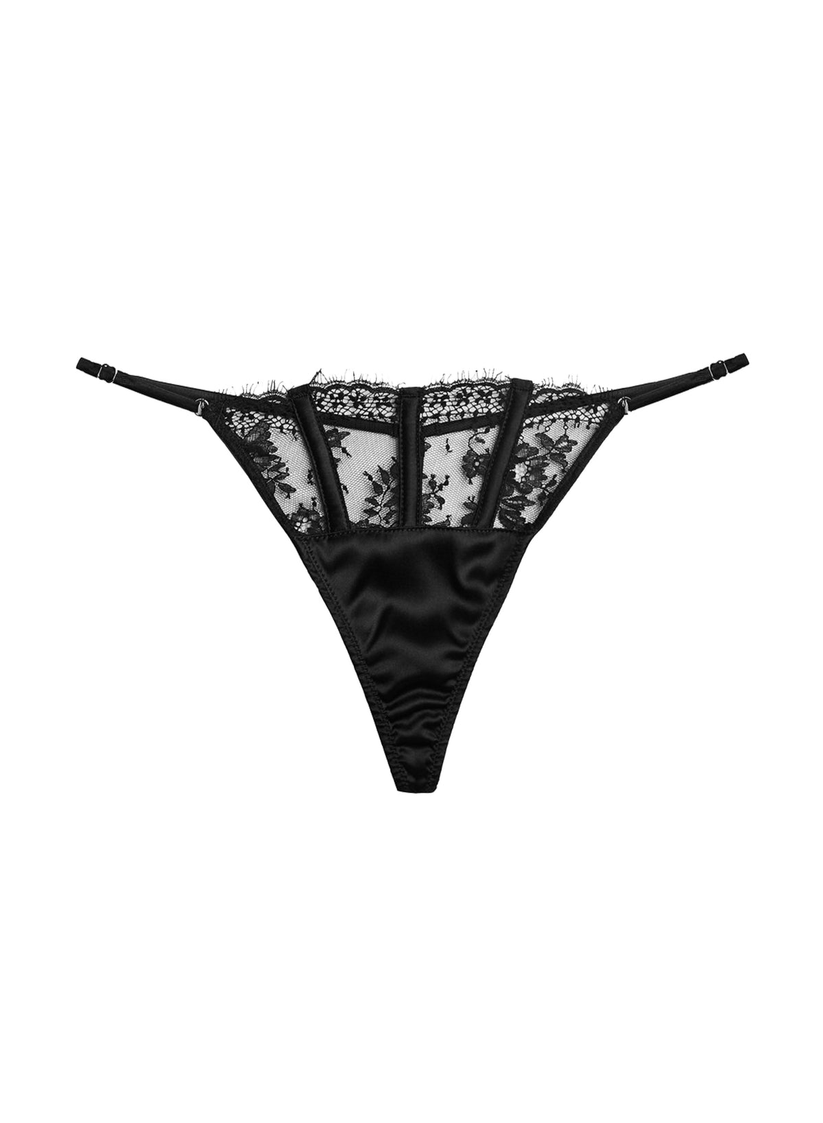 Black Frankie Lace V-String - Fleur du Mal