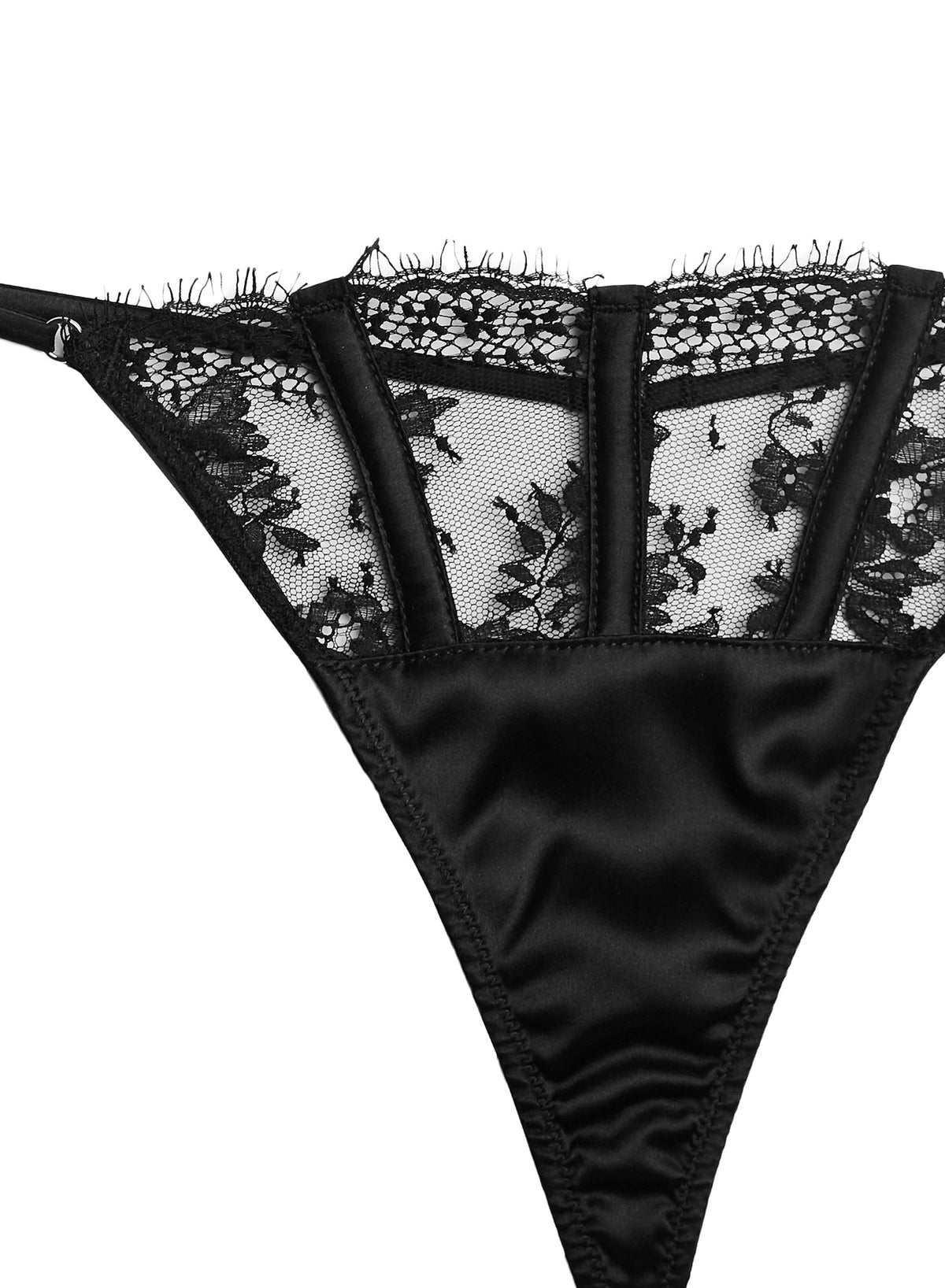 Black Frankie Lace V-String - Fleur du Mal