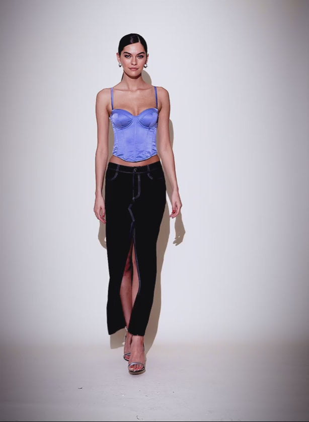 Black Silk Maxi Skirt - Fleur du Mal