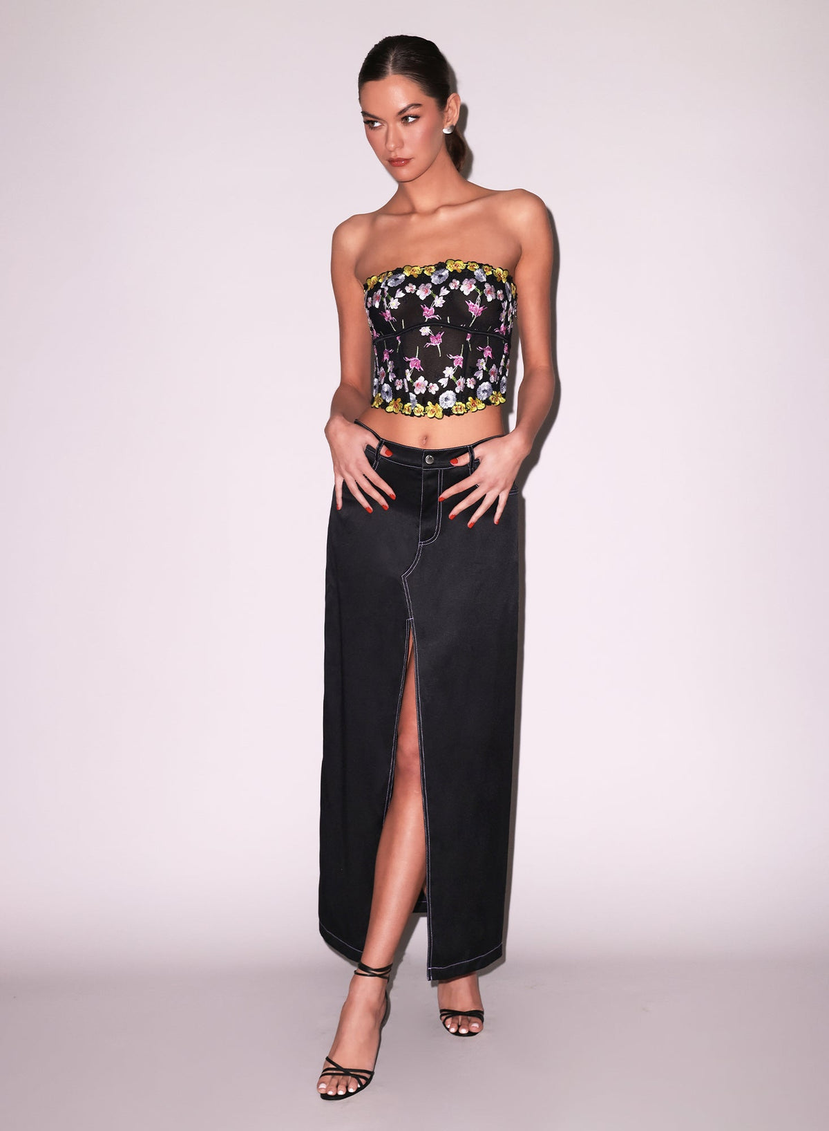 Black Silk Maxi Skirt - Fleur du Mal