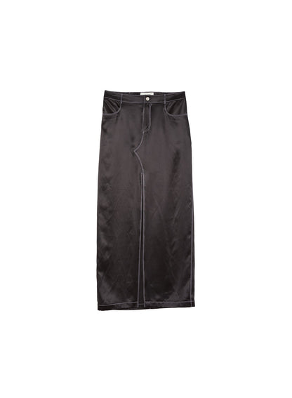 Black Silk Maxi Skirt - Fleur du Mal