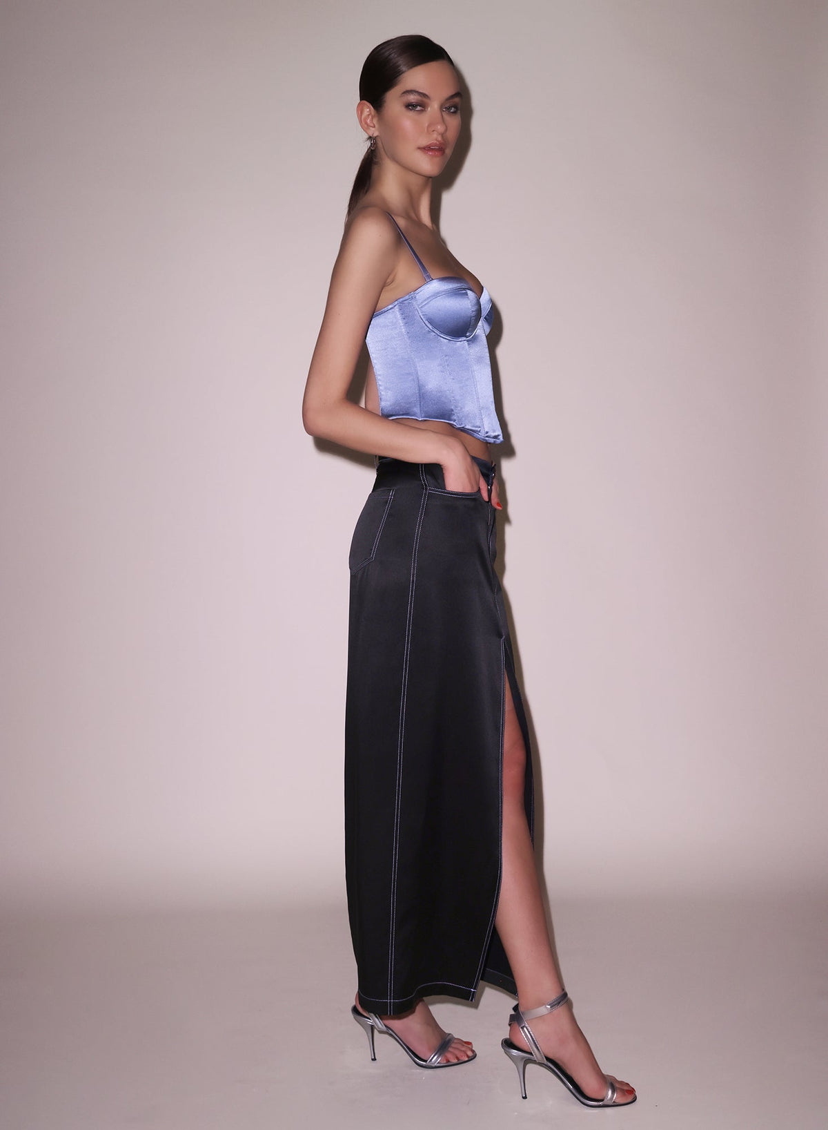 Black Silk Maxi Skirt - Fleur du Mal