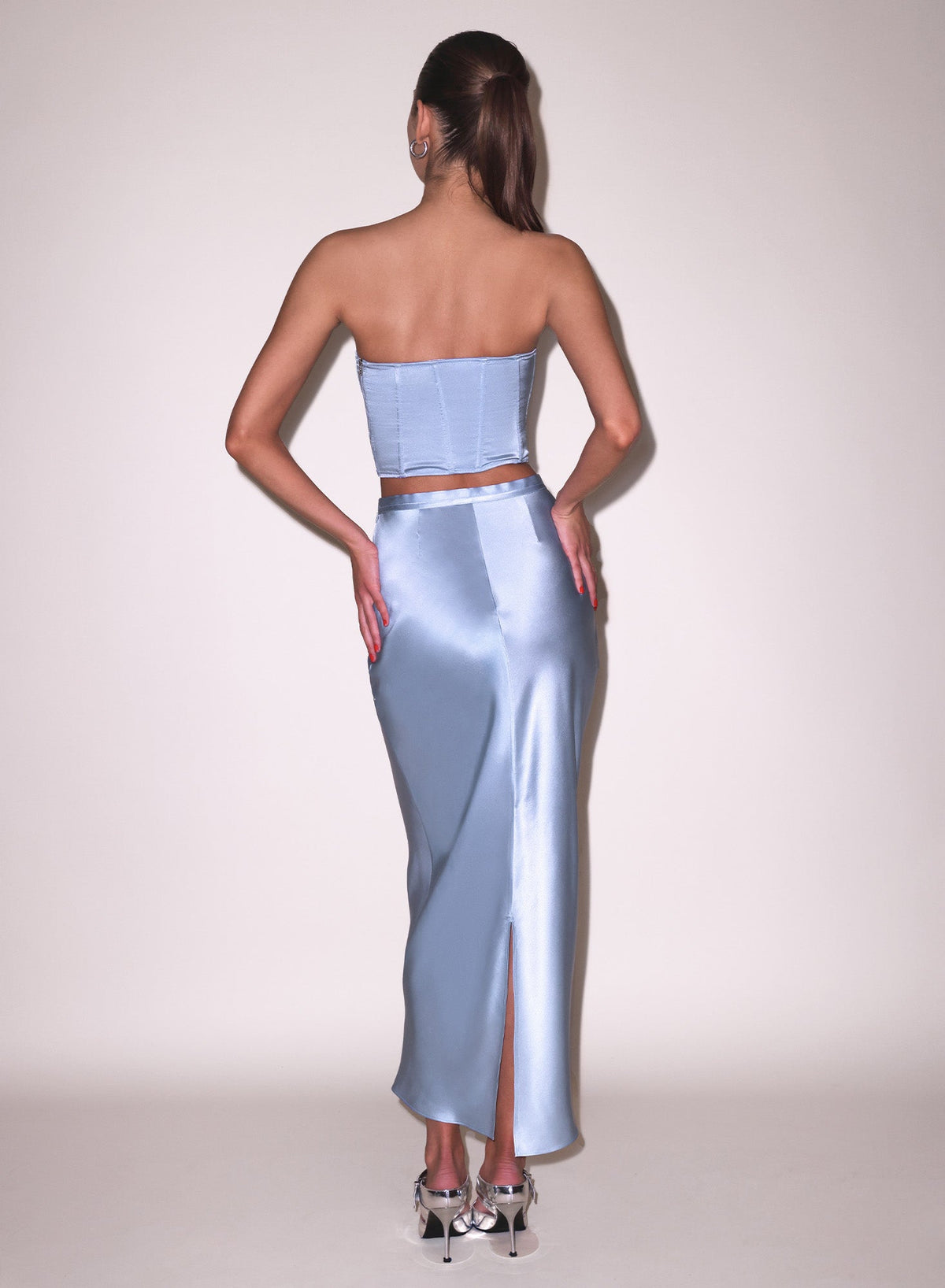 Pastel Sky Silk Bias Skirt - Fleur du Mal