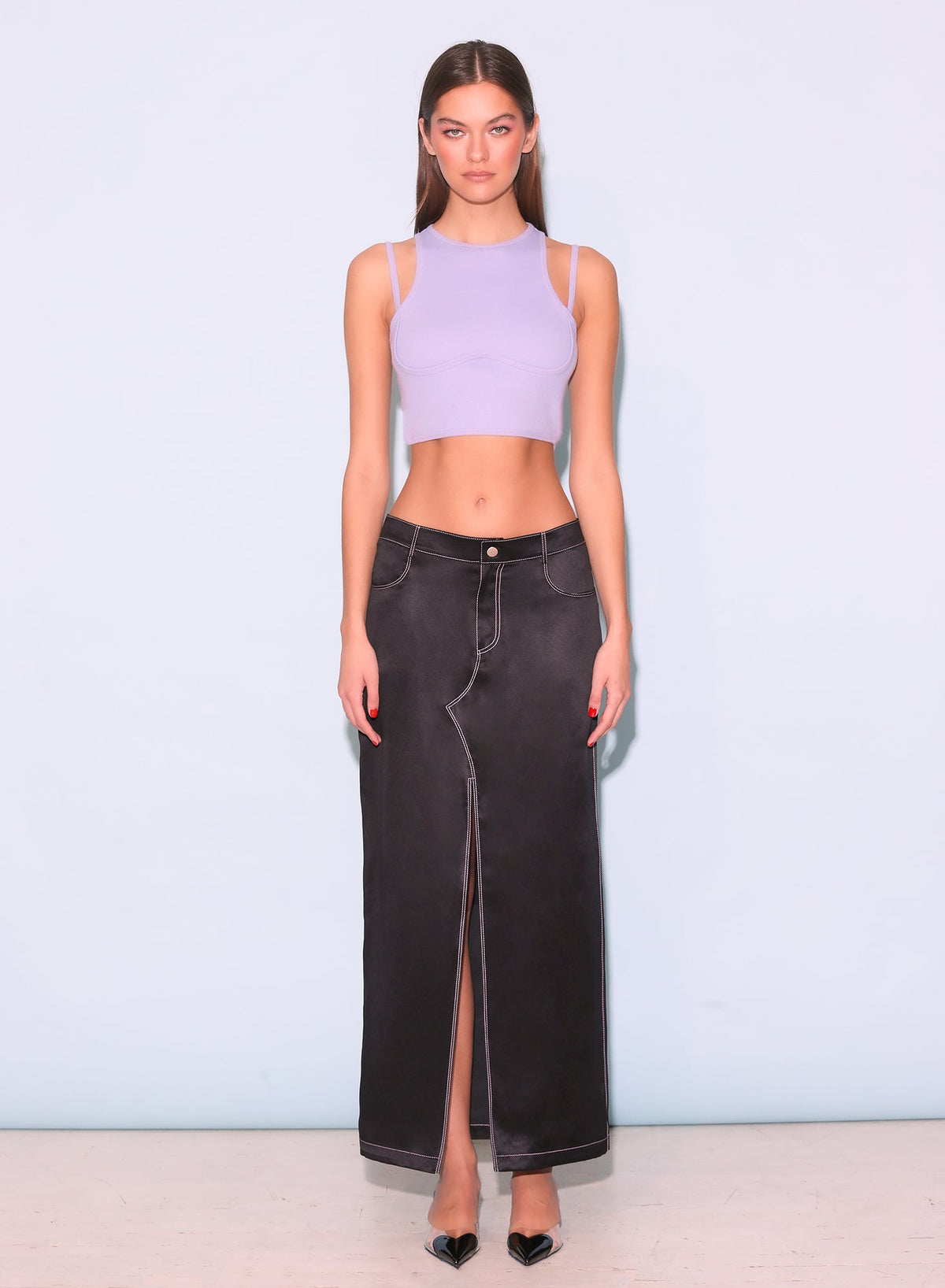 Lavender Strappy Ribbed Tank - Fleur du Mal
