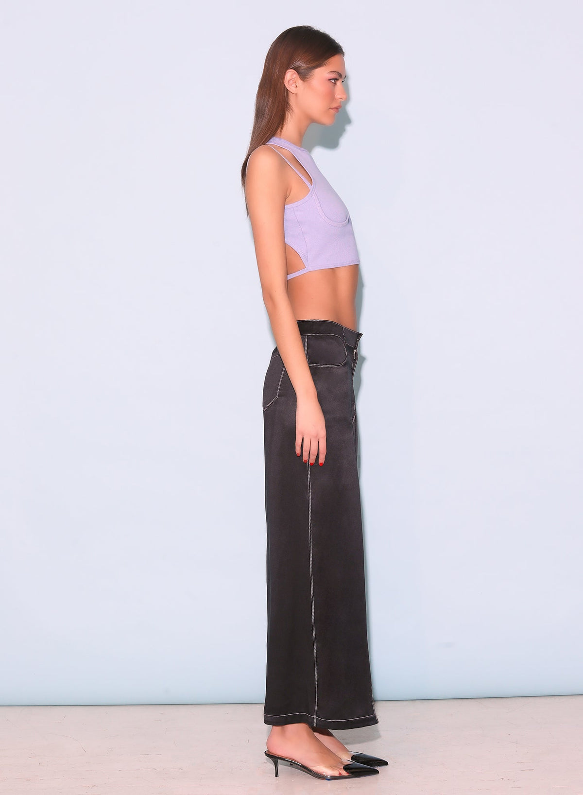 Lavender Strappy Ribbed Tank - Fleur du Mal