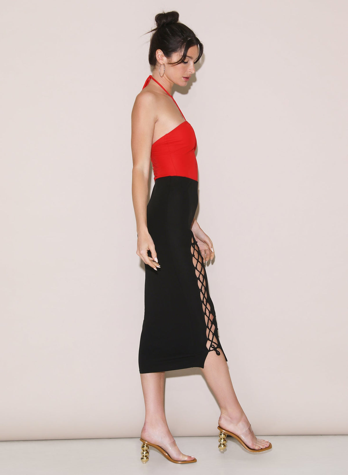 Black Jersey Lace Up Skirt - Fleur du Mal