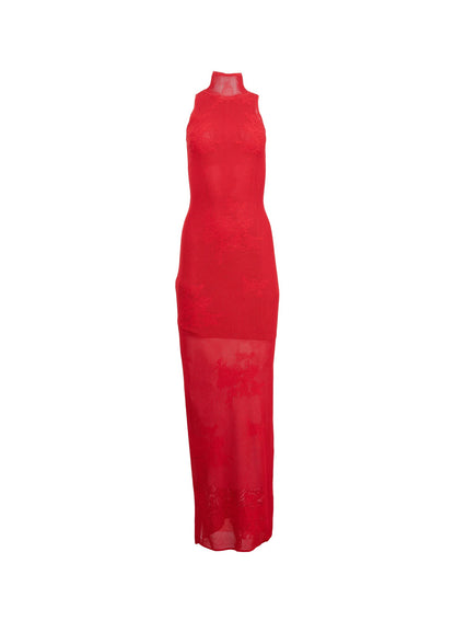 Ruby Red Lace Pointelle Racer Dress - Fleur du Mal