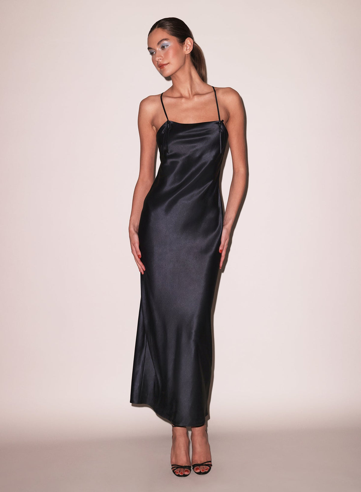 Black Open Back Maxi Slip Dress - Fleur du Mal