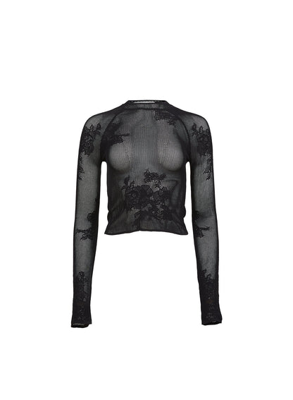 Lace Pointelle Long Sleeve Top - Fleur du Mal
